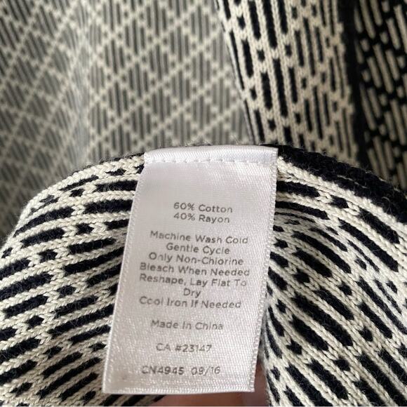 Talbots | Long Line Open Front Cardigan Sweater Duster Navy White Small - Picture 6 of 6